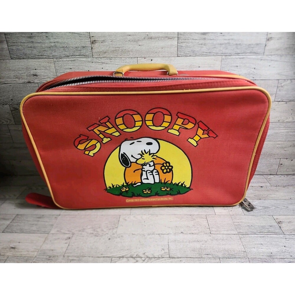 Vintage 1965 Peanuts SNOOPY WOODSTOCK Suitcase Briefcase Luggage Bag AVIVA RARE